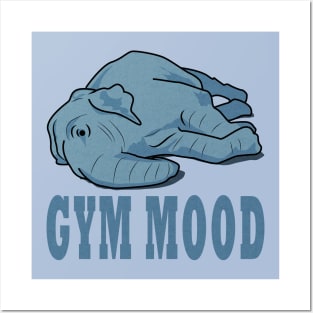 Blue elephant thinking about going to the gym Posters and Art